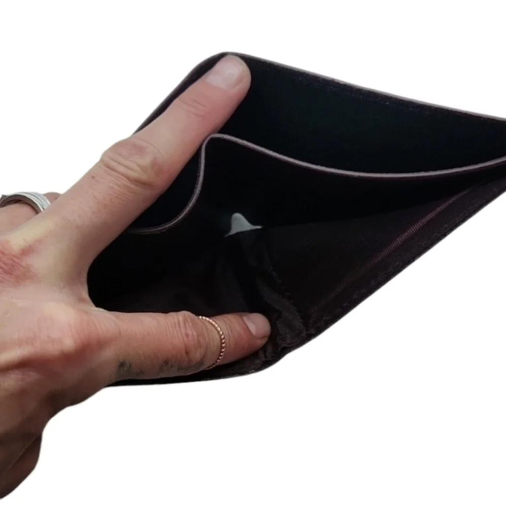 Mens dark brown faux leather large capacity‎ wallet